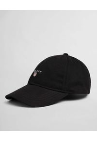 GANT - Czarna czapka z logo. Kolor: czarny. Materiał: bawełna. Wzór: kwiaty. Styl: klasyczny #1
