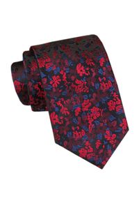 Męski Krawat - Angelo di Monti - Czerwień, Motyw Kwiatowy. Kolor: czerwony. Materiał: tkanina. Wzór: kwiaty. Styl: wizytowy, elegancki