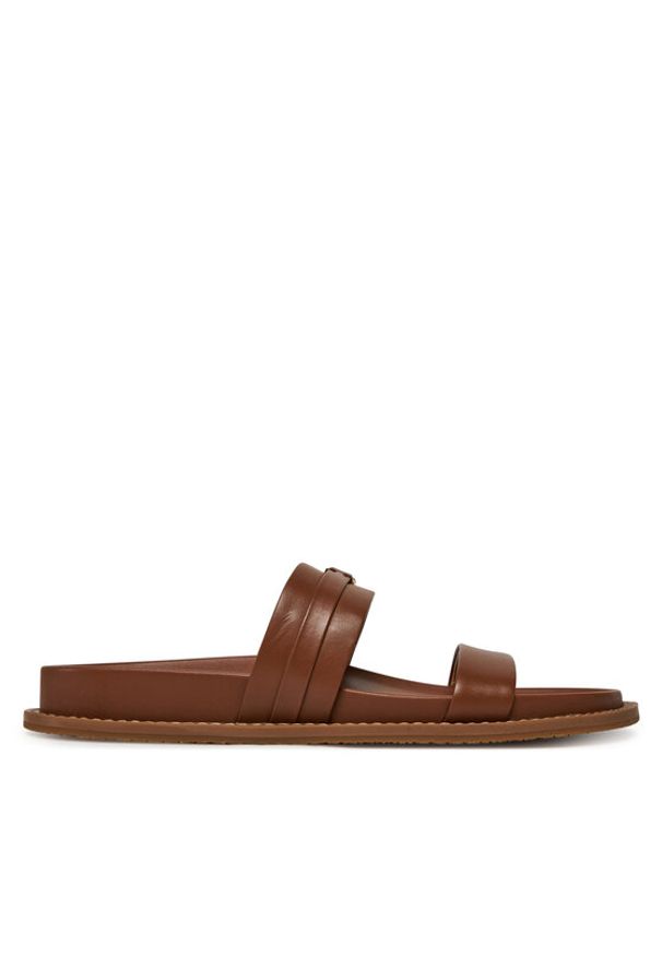 MICHAEL Michael Kors Klapki Mandy Flat Sandal 40S5MAFS2L Brązowy. Kolor: brązowy. Materiał: skóra