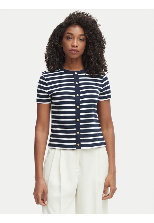 TOMMY HILFIGER - Tommy Hilfiger Bluzka WW0WW48709 Granatowy Slim Fit. Kolor: niebieski. Materiał: bawełna