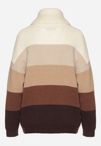 Born2be - Beżowy Golf Klasyczny Zimowy Sweter z Kaszmirem Aziena. Okazja: na co dzień. Typ kołnierza: golf. Kolor: beżowy. Materiał: kaszmir. Długość rękawa: długi rękaw. Długość: długie. Sezon: zima. Styl: klasyczny #3