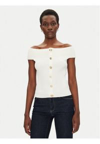 Morgan Sweter 251-MDONA M Biały Slim Fit. Kolor: biały. Materiał: wiskoza