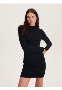 Reserved - Sukienka mini - czarny. Kolor: czarny. Materiał: wiskoza, dzianina. Typ sukienki: proste. Długość: mini