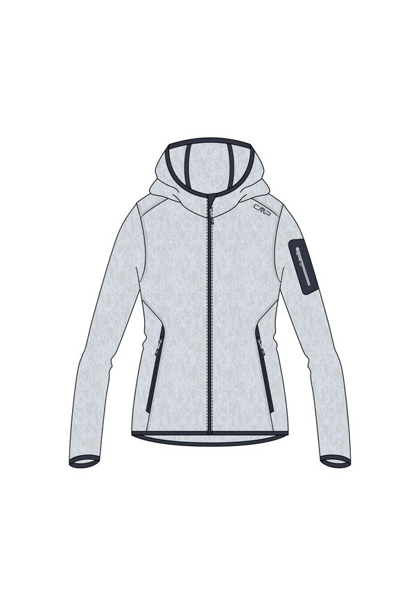 Polar z kapturem dla kobiet CMP. Typ kołnierza: kaptur. Kolor: szary. Materiał: polar. Sezon: zima. Sport: narciarstwo