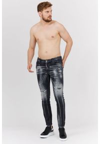DSQUARED2 Czarne jeansy męskie super twinky jean, Rozmiar 54. Kolor: czarny. Wzór: aplikacja #6
