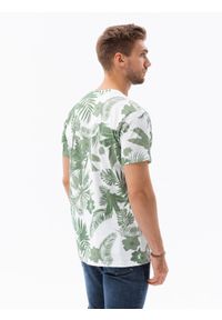 Ombre Clothing - T-shirt męski z nadrukiem - zielony S1297 - S. Kolor: zielony. Materiał: tkanina, poliester, bawełna. Wzór: nadruk. Styl: klasyczny