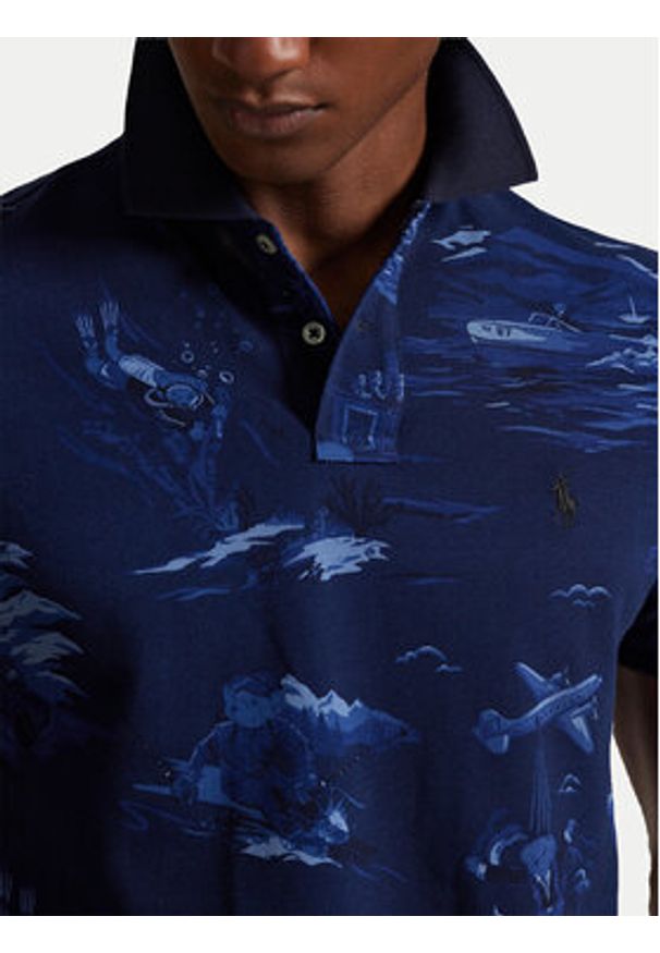 Polo Ralph Lauren Polo 710P04012001 Granatowy Custom Slim Fit. Typ kołnierza: polo. Kolor: niebieski. Materiał: bawełna