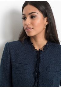 bonprix - Długi żakiet z przędzy bouclé. Kolor: niebieski. Długość: długie #3