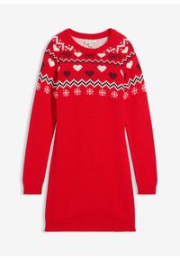 bonprix - Sukienka dzianinowa. Kolor: czerwony. Materiał: dzianina #1