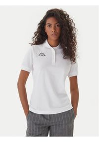 Kappa Polo Logo Sharas Wss 302B3C0 Biały Regular Fit. Typ kołnierza: polo. Kolor: biały. Materiał: bawełna