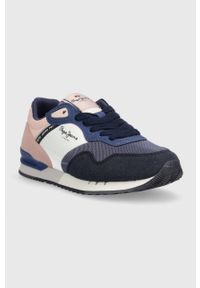 Pepe Jeans sneakersy dziecięce kolor granatowy. Nosek buta: okrągły. Zapięcie: sznurówki. Kolor: niebieski. Materiał: guma #4