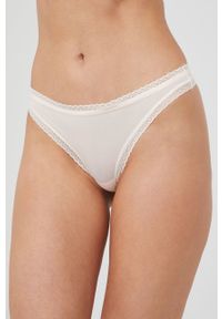 Calvin Klein Underwear stringi (3-pack) kolor beżowy. Kolor: beżowy. Materiał: materiał. Wzór: gładki #8