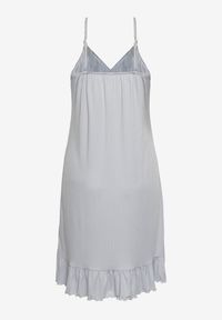Renee - Szara Koszula Nocna z Cienkimi Ramiączkami i Falbanką Aswen. Kolekcja: plus size. Kolor: szary. Materiał: bawełna #3