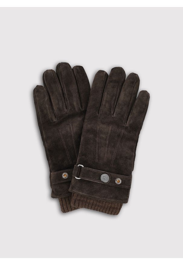 Pako Lorente - PAKO LORENTE – Brązowe zamszowe rękawiczki. Kolor: brązowy. Materiał: zamsz