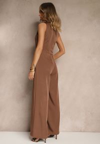 Renee - Brązowy Kombinezon Bez Rękawów z Nogawkami Wide Leg Noreldi. Kolor: brązowy. Długość rękawa: bez rękawów. Styl: elegancki #5