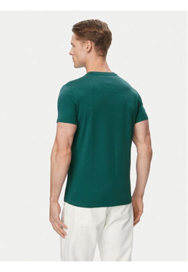 Tommy Jeans T-Shirt DM0DM04411 Zielony ciemny Slim Fit. Kolor: zielony. Materiał: bawełna