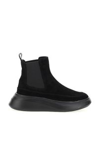 MOA Concept - MOA CONCEPT - Zamszowe botki z podeszwą oversized. Nosek buta: okrągły. Kolor: czarny. Materiał: zamsz. Szerokość cholewki: normalna #4