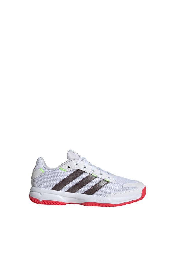 Adidas - Buty Stabil Indoor Kids. Kolor: biały, czerwony, wielokolorowy. Materiał: materiał