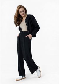 Volcano - Szerokie spodnie z lnem R-NETTE. Kolor: czarny. Materiał: len. Sezon: lato #1