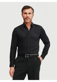 Pako Lorente - PAKO LORENTE – Bawełniana koszula męska w czarnym kolorze. Okazja: na co dzień. Kolor: czarny. Materiał: bawełna. Długość rękawa: długi rękaw. Długość: długie. Styl: casual