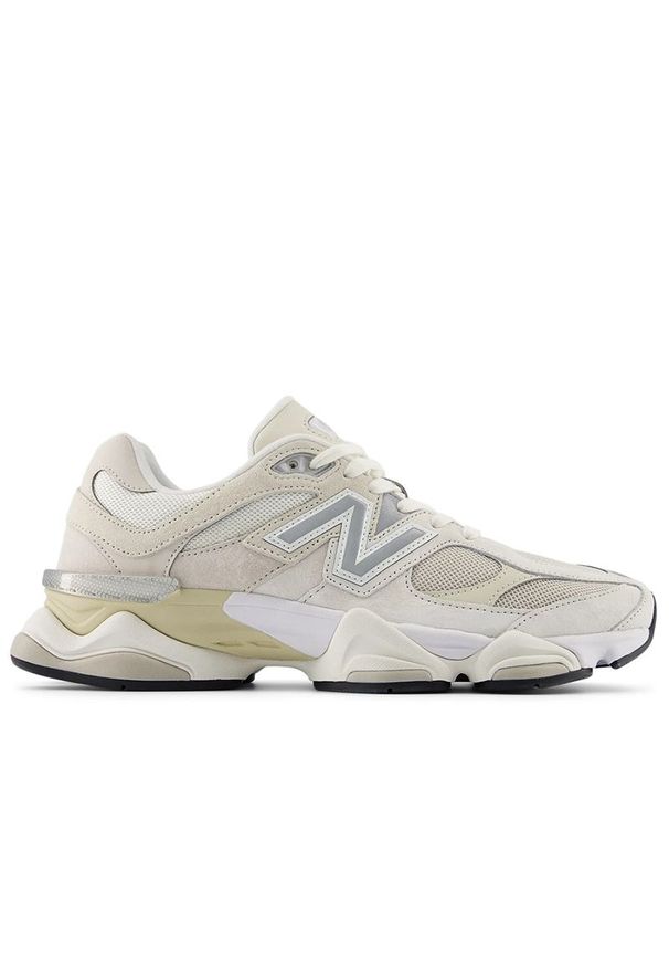 Buty unisex New Balance U9060WHT - beżowe. Okazja: na co dzień. Kolor: beżowy. Materiał: zamsz, guma, materiał, syntetyk. Szerokość cholewki: normalna. Sport: fitness