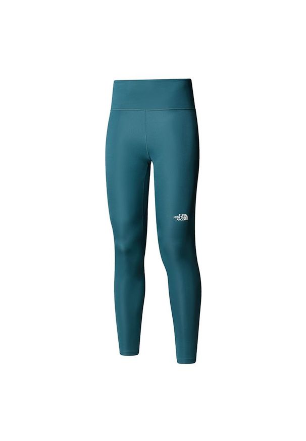 Legginsy damskie The North Face Flex 28" 0A8EJBBQ51 - niebieskie. Stan: podwyższony. Kolor: niebieski. Materiał: poliester, materiał, elastan. Wzór: aplikacja. Styl: sportowy