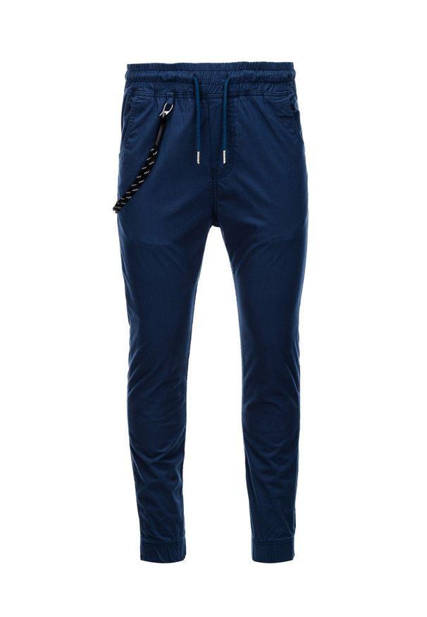 Ombre Clothing - Spodnie męskie joggery P908 - granatowe - XXL. Okazja: na co dzień. Kolor: niebieski. Materiał: elastan, bawełna. Wzór: aplikacja. Styl: casual, klasyczny