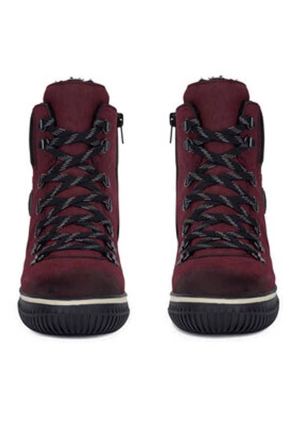 Rieker Trzewiki 74247-35 Bordowy. Kolor: czerwony. Materiał: materiał