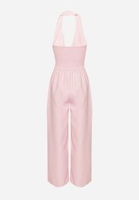 Born2be - Różowy Kombinezon Taliowany Ozdobiony Guzikami Niladwenna. Kolor: różowy. Wzór: aplikacja. Styl: elegancki #7