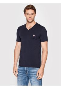 Guess T-Shirt M2YI32 J1311 Granatowy Super Slim Fit. Kolor: niebieski. Materiał: bawełna