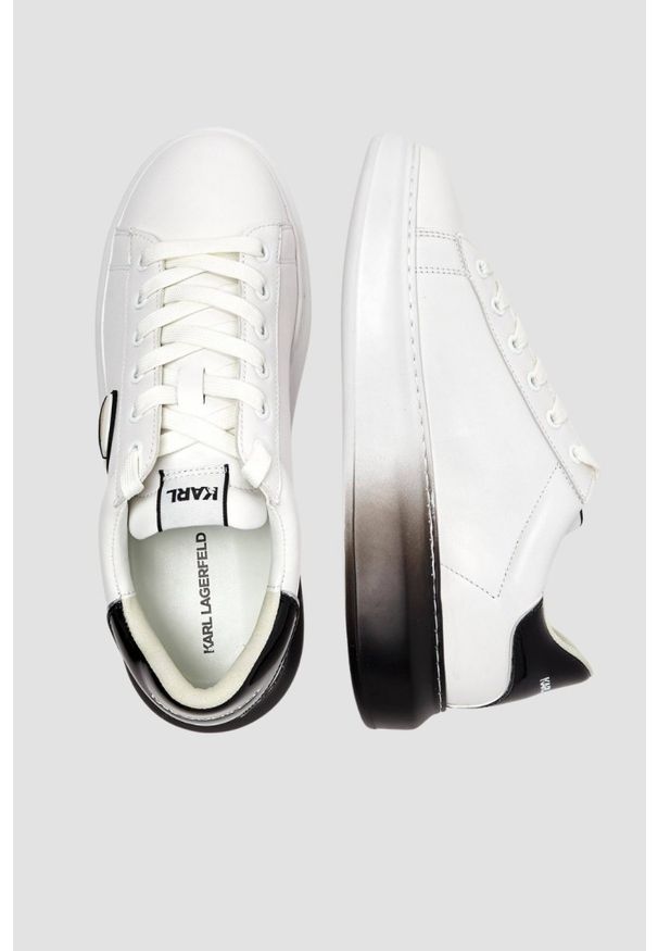Karl Lagerfeld - KARL LAGERFELD Białe męskie sneakersy skórzane Ombre KAPRI, Rozmiar 46. Okazja: na co dzień. Kolor: biały. Materiał: skóra