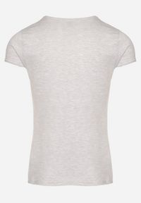Born2be - Jasnoszary Klasyczny T-shirt z Bawełny Fodena. Okazja: na co dzień. Kolor: szary. Materiał: bawełna. Styl: klasyczny #7