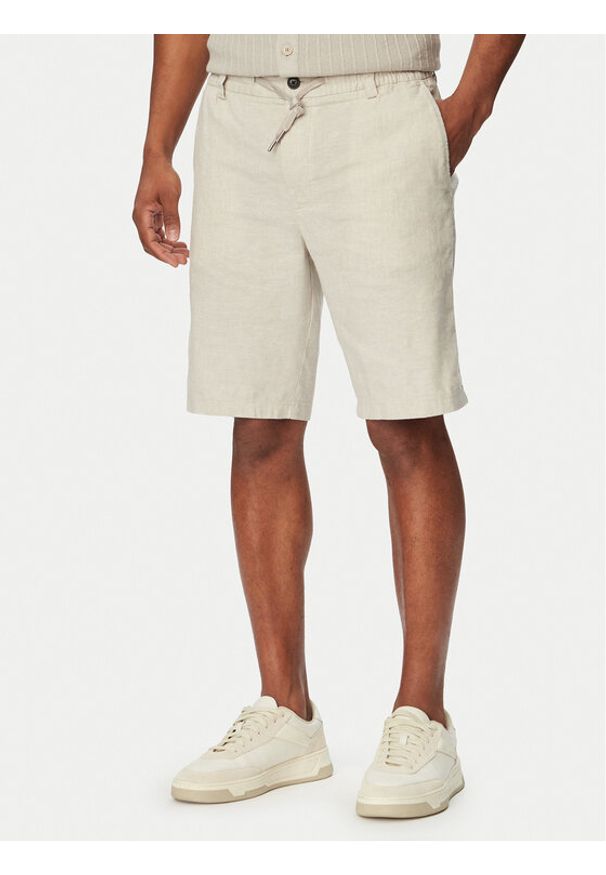 BOSS Szorty materiałowe 50559178 Szary Regular Fit. Kolor: szary. Materiał: len