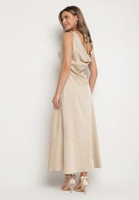 Born2be - Beżowa Sukienka Vices z Ozdobnym Tyłem i Wiązaniem Zimea. Okazja: na wesele, na randkę, na ślub cywilny, na imprezę. Kolor: beżowy. Styl: klasyczny #6