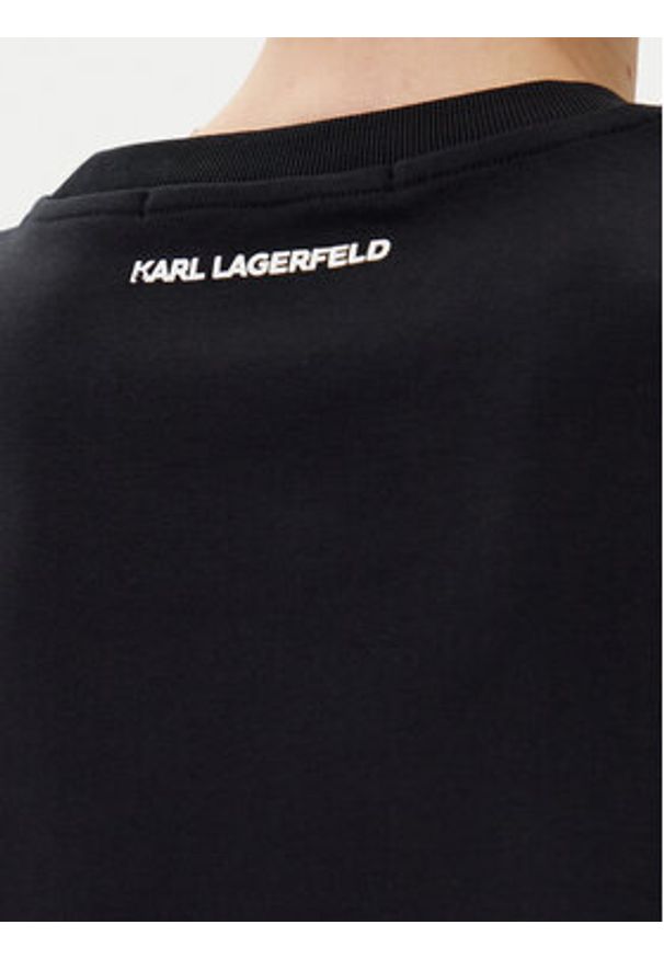 Karl Lagerfeld - KARL LAGERFELD T-Shirt A1W17130 Czarny Regular Fit. Typ kołnierza: dekolt w karo. Kolor: czarny. Materiał: bawełna
