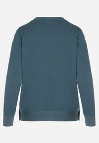 Born2be - Niebieski Sweter z Guzikami z Boku Tusiana. Okazja: na co dzień. Kolor: niebieski. Materiał: jeans. Styl: klasyczny, casual #7