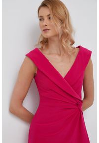 Lauren Ralph Lauren sukienka 253863940006 kolor różowy maxi rozkloszowana. Kolor: różowy. Materiał: tkanina. Długość rękawa: na ramiączkach. Wzór: gładki. Typ sukienki: rozkloszowane. Długość: maxi #4
