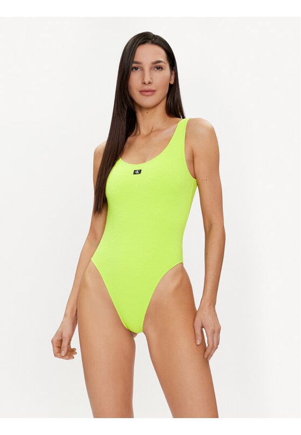 Calvin Klein Swimwear Strój kąpielowy KW0KW02401 Zielony. Kolor: zielony. Materiał: syntetyk