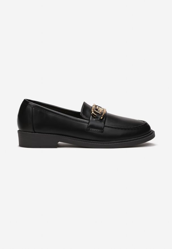 Born2be - Czarne Mokasyny z Klamerką Solomia. Okazja: na co dzień. Kolor: czarny. Styl: elegancki, casual