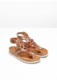 Wygodne sandały skórzane bonprix koniakowy. Kolor: brązowy. Materiał: skóra. Sezon: lato #3