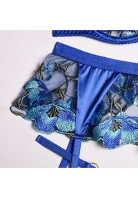 Intica - Komplet bielizny z koronką i kwiatowym wzorem Walda. Kolor: niebieski. Materiał: koronka. Wzór: kwiaty, koronka #6