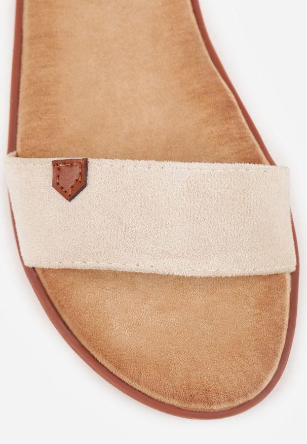 Born2be - Beżowe Minimalistyczne Sandały VICES na Płaskiej Podeszwie z Bieżnikiem Tailisha. Okazja: na spacer. Zapięcie: pasek. Kolor: beżowy. Materiał: jeans, len. Sezon: lato. Obcas: na płaskiej podeszwie