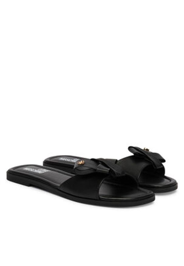 Love Moschino - LOVE MOSCHINO Klapki JA28142G0OIE0000 Czarny. Kolor: czarny. Materiał: skóra