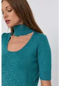 Pinko Sweter damski kolor zielony z półgolfem. Kolor: zielony. Materiał: materiał. Długość rękawa: krótki rękaw. Długość: krótkie #1