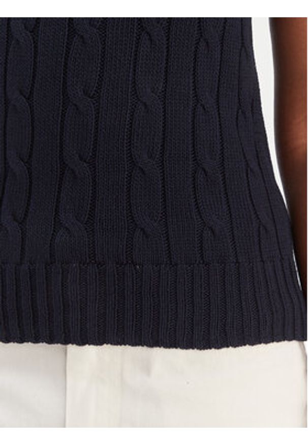 Polo Ralph Lauren Sweter 211971873006 Granatowy Slim Fit. Typ kołnierza: polo. Kolor: niebieski. Materiał: bawełna