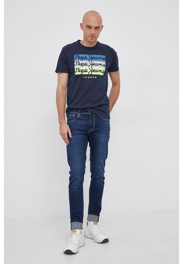 Pepe Jeans Jeansy Finsbury męskie. Kolor: niebieski