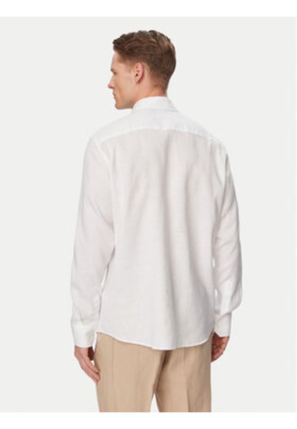 Karl Lagerfeld - KARL LAGERFELD Koszula 605084 562791 Biały Regular Fit. Typ kołnierza: dekolt w karo. Kolor: biały. Materiał: len