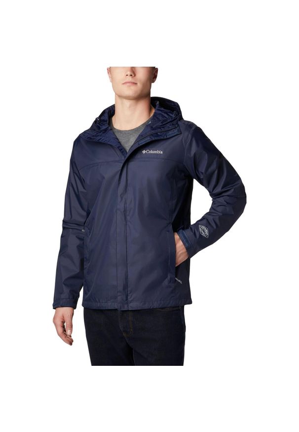 columbia - Płaszcz przeciwdeszczowy męski Columbia Water II. Kolor: niebieski. Materiał: poliester, nylon. Sport: turystyka piesza