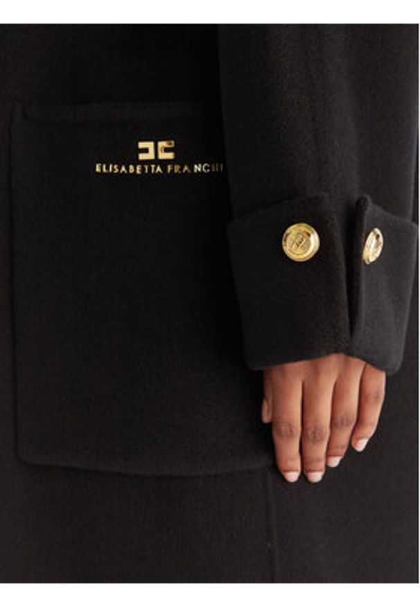 Elisabetta Franchi Płaszcz wełniany CP-68D-56E2-V820 Czarny Regular Fit. Kolor: czarny. Materiał: wełna
