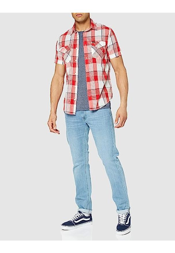 Lee - LEE SS REGULAR SHIRT MĘSKA KOSZULA MATERIAŁOWA CORE RED L66VMFMN 112116674. Materiał: materiał